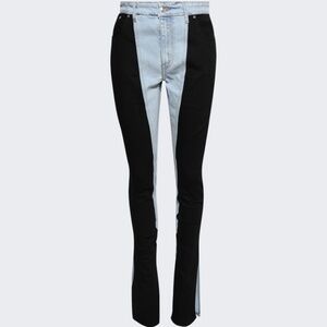 size 28 Mugler Bi-Color Skinny Jeans Tokyo Blue Black